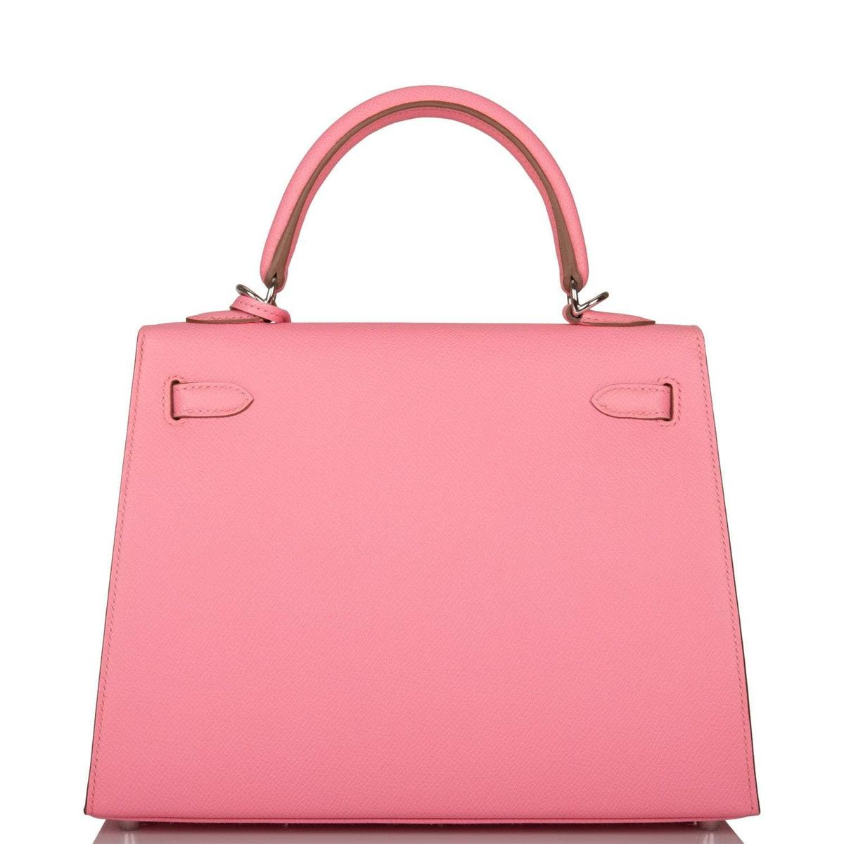 Hermes Rose Confetti Epsom Sellier Kelly 25cm Palladium Hardware Crowned Bag