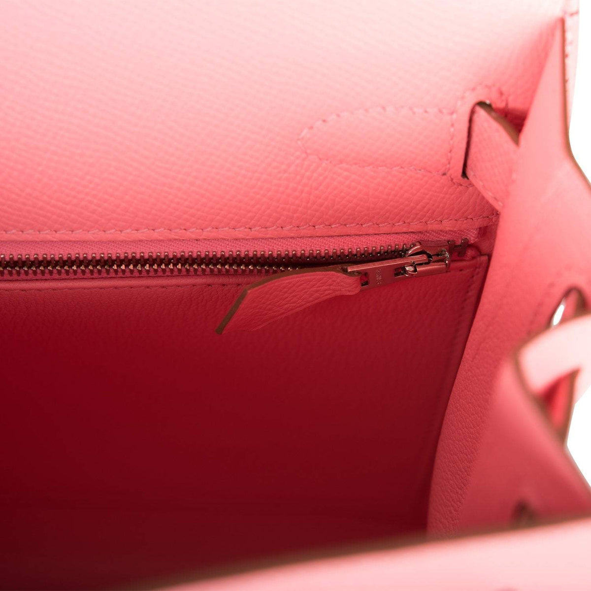 Hermes Rose Confetti Epsom Sellier Kelly 28cm Palladium Hardware Crowned Bag