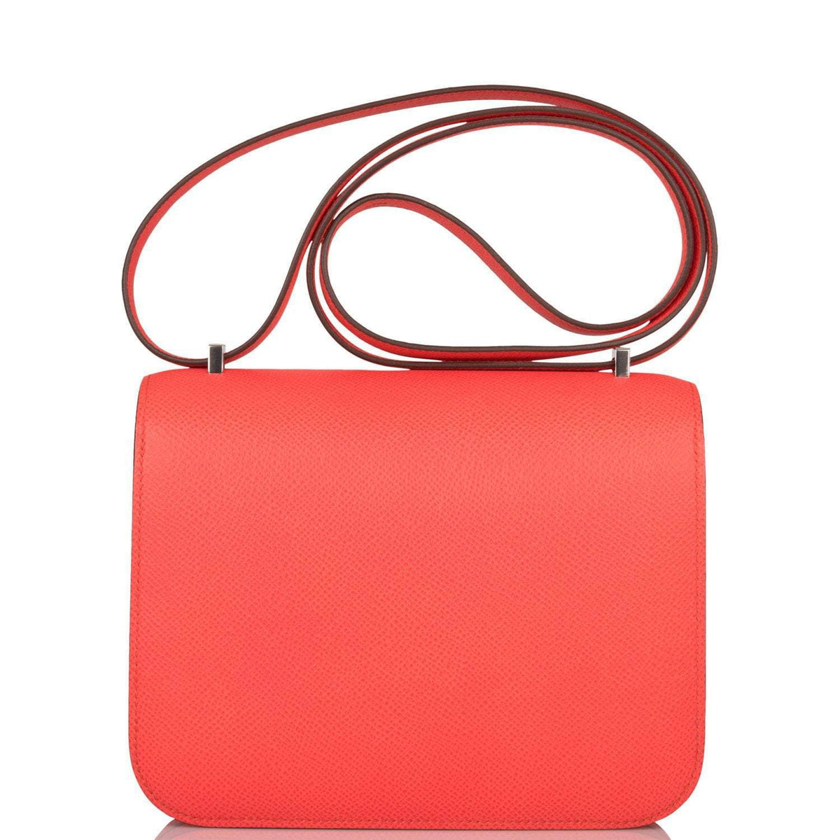 Hermes Rose Enamel Mini Constance 18cm Texas Epsom and Rouge de Coeur Palladium Hardware Crowned Bag