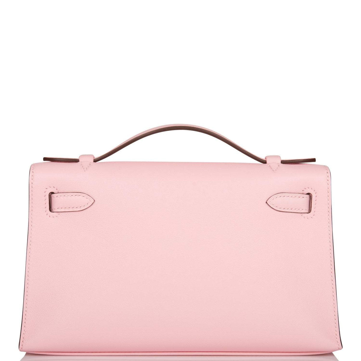 Hermes Rose Sakura Swift Mini Kelly Pochette Palladium Hardware Crowned Bag
