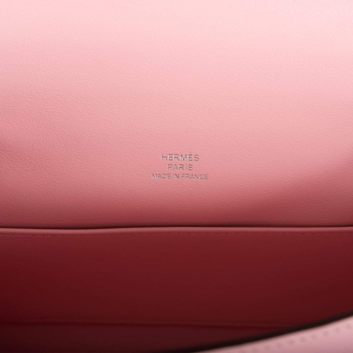 Hermes Rose Sakura Swift Mini Kelly Pochette Palladium Hardware Crowned Bag