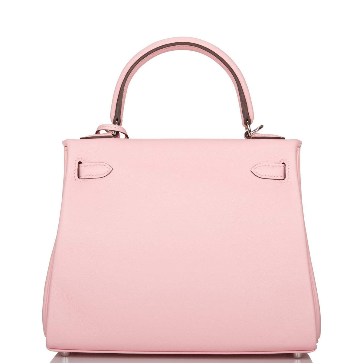 Hermes Rose Sakura Swift Retourne Kelly 25cm Palladium Hardware Crowned Bag