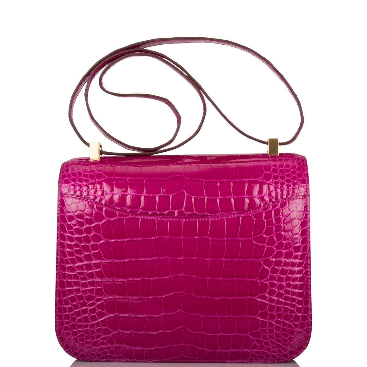 Hermes Rose Scheherazade Shiny Alligator Constance 24cm Gold Hardware Crowned Bag