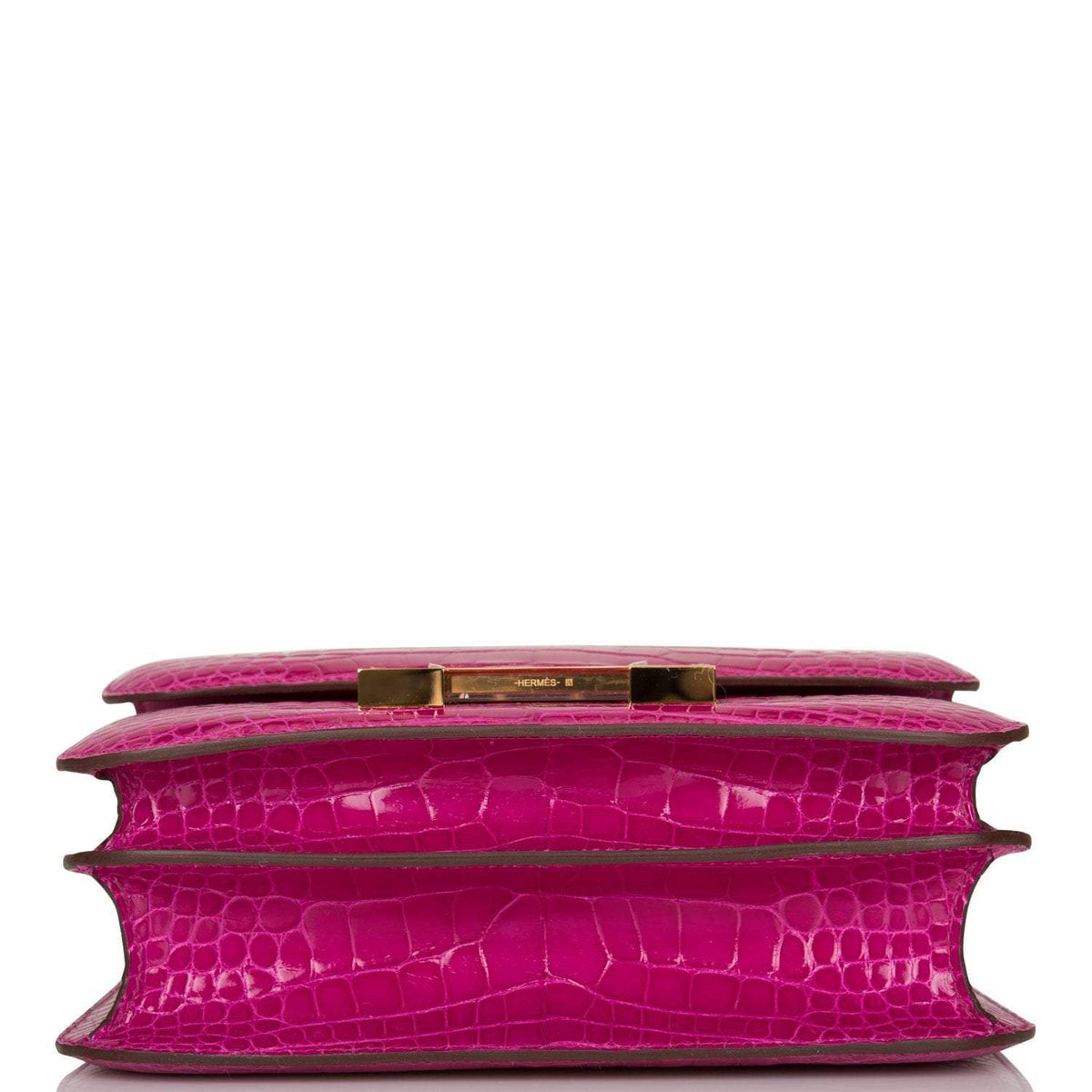 Hermes Rose Scheherazade Shiny Alligator Constance 24cm Gold Hardware Crowned Bag