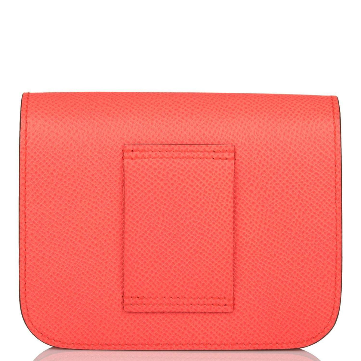 Hermes Rose Texas Epsom Constance Slim Wallet Palladium Hardware Crowned Bag