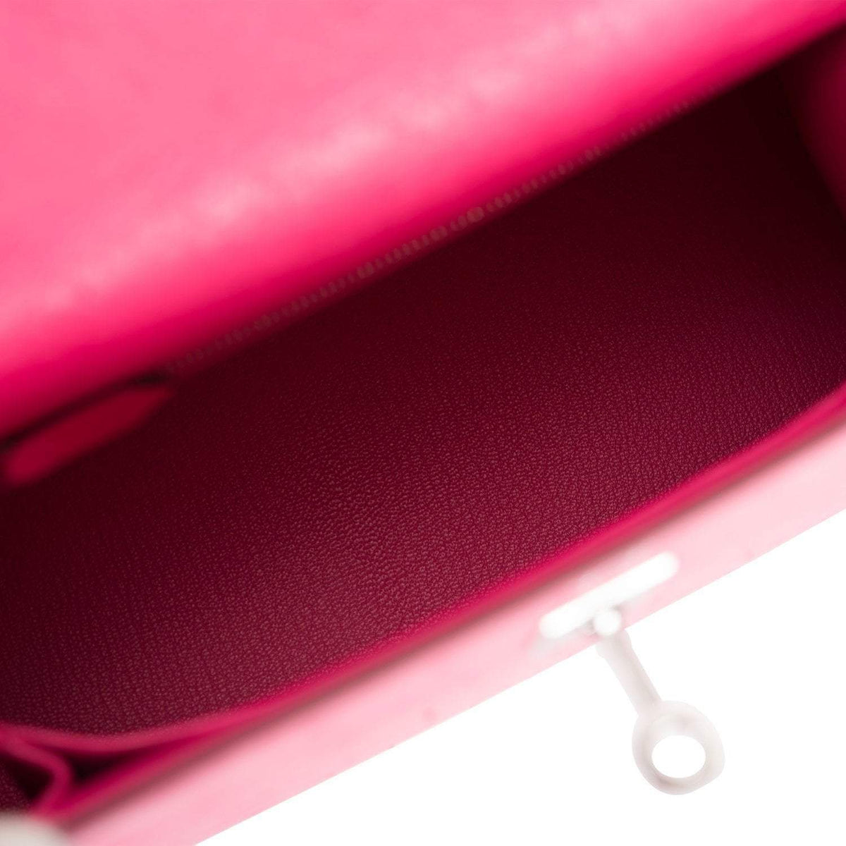 Hermes Rose Tyrien Ostrich Sellier Kelly 25cm Palladium Hardware Crowned Bag
