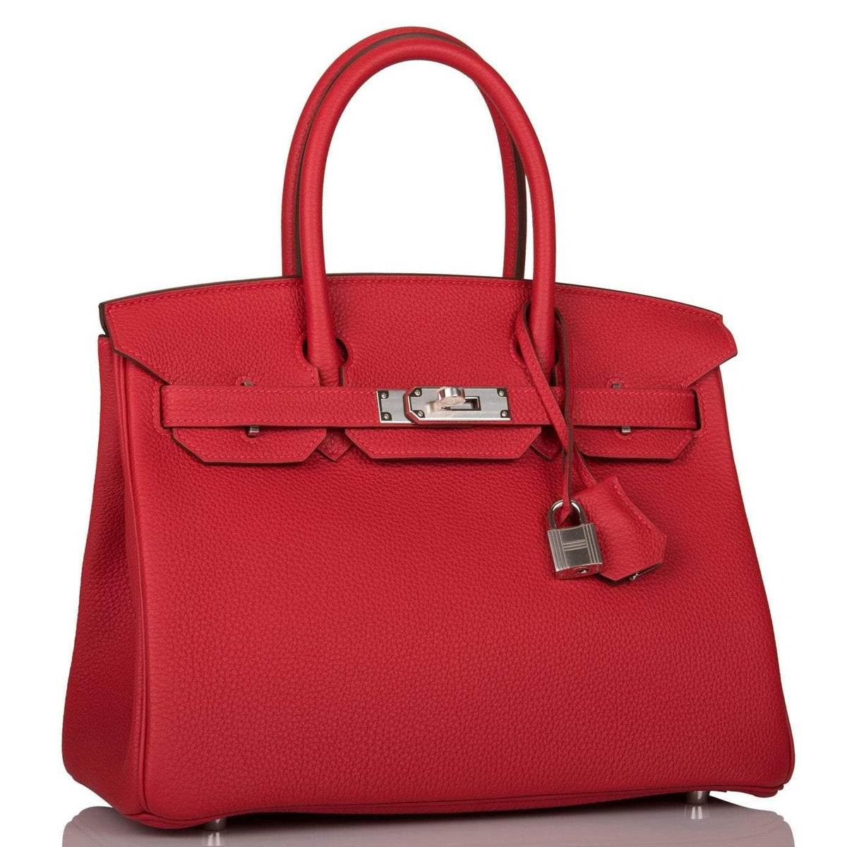 Hermes Rouge Casaque Verso Togo Birkin 30cm Palladium Hardware Crowned Bag