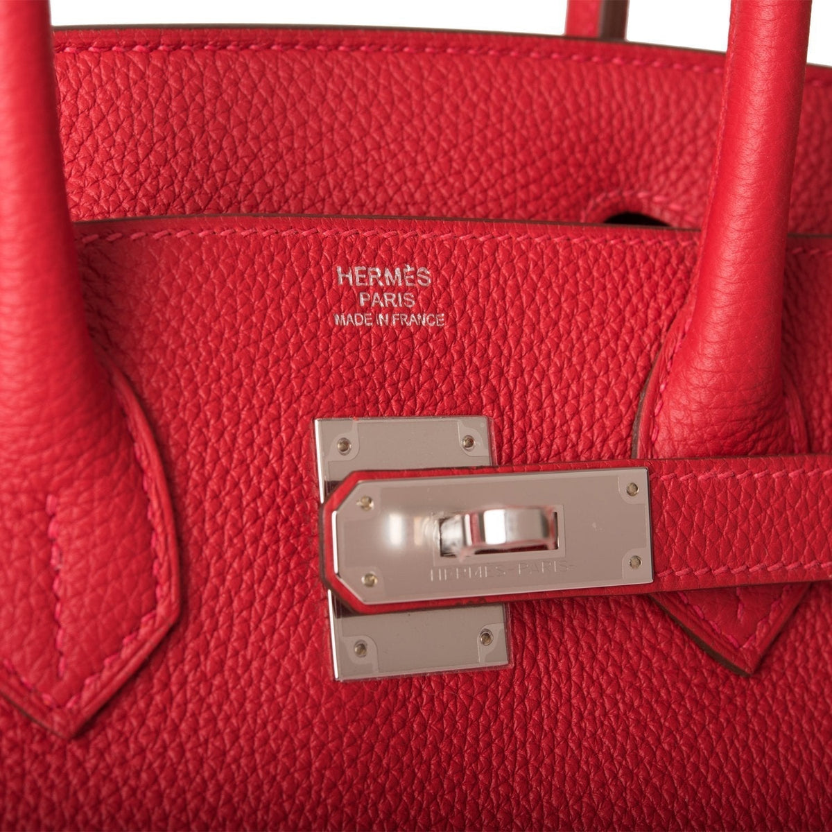 Hermes Rouge Casaque Verso Togo Birkin 30cm Palladium Hardware Crowned Bag