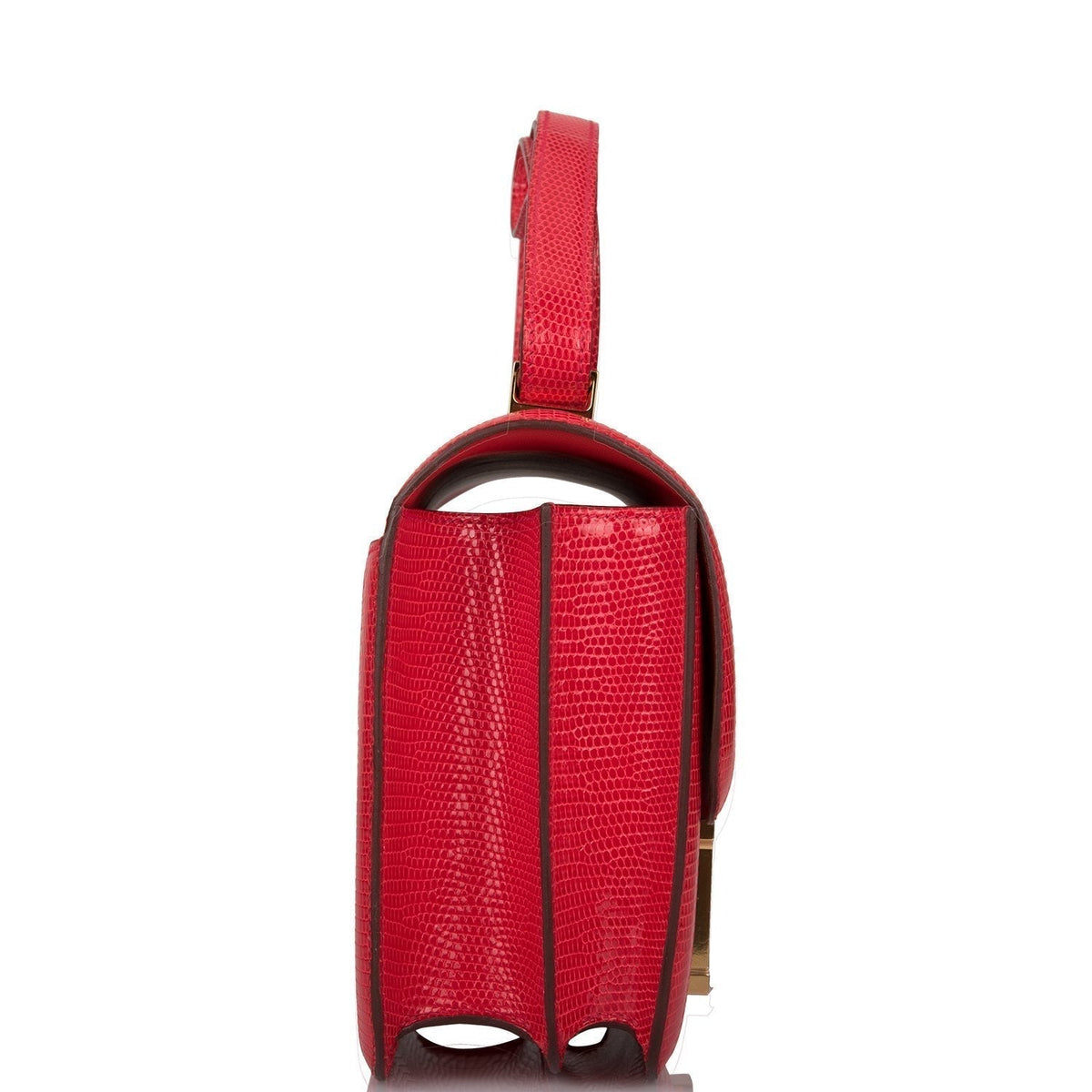 Hermes Rouge Exotique Lizard Niloticus Constance 24cm Gold Hardware Crowned Bag