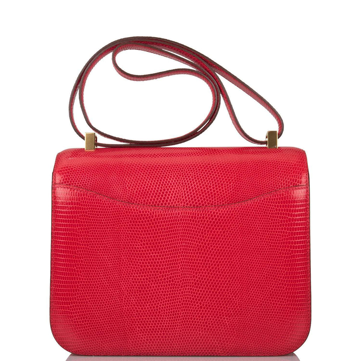 Hermes Rouge Exotique Lizard Niloticus Constance 24cm Gold Hardware Crowned Bag