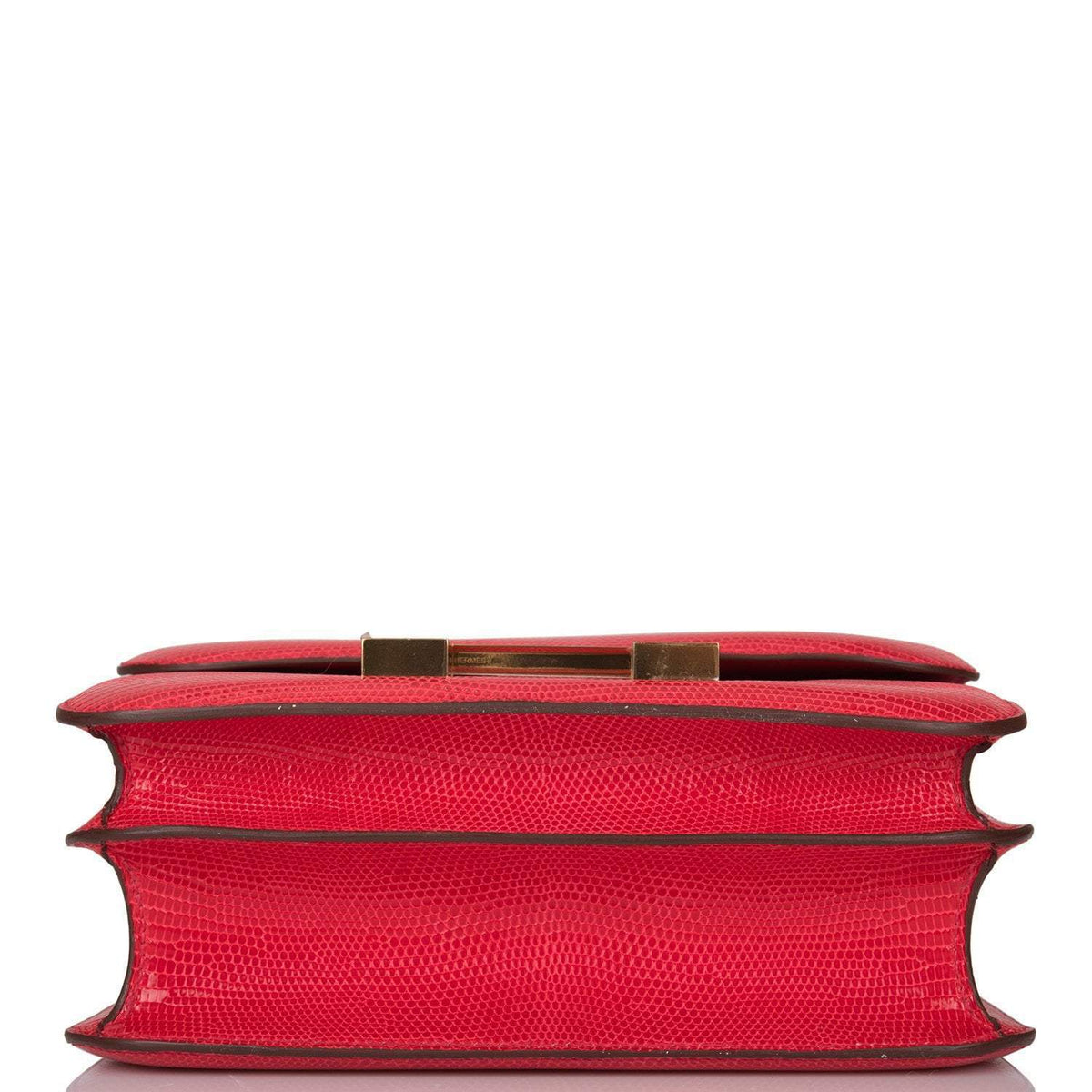 Hermes Rouge Exotique Lizard Niloticus Constance 24cm Gold Hardware Crowned Bag