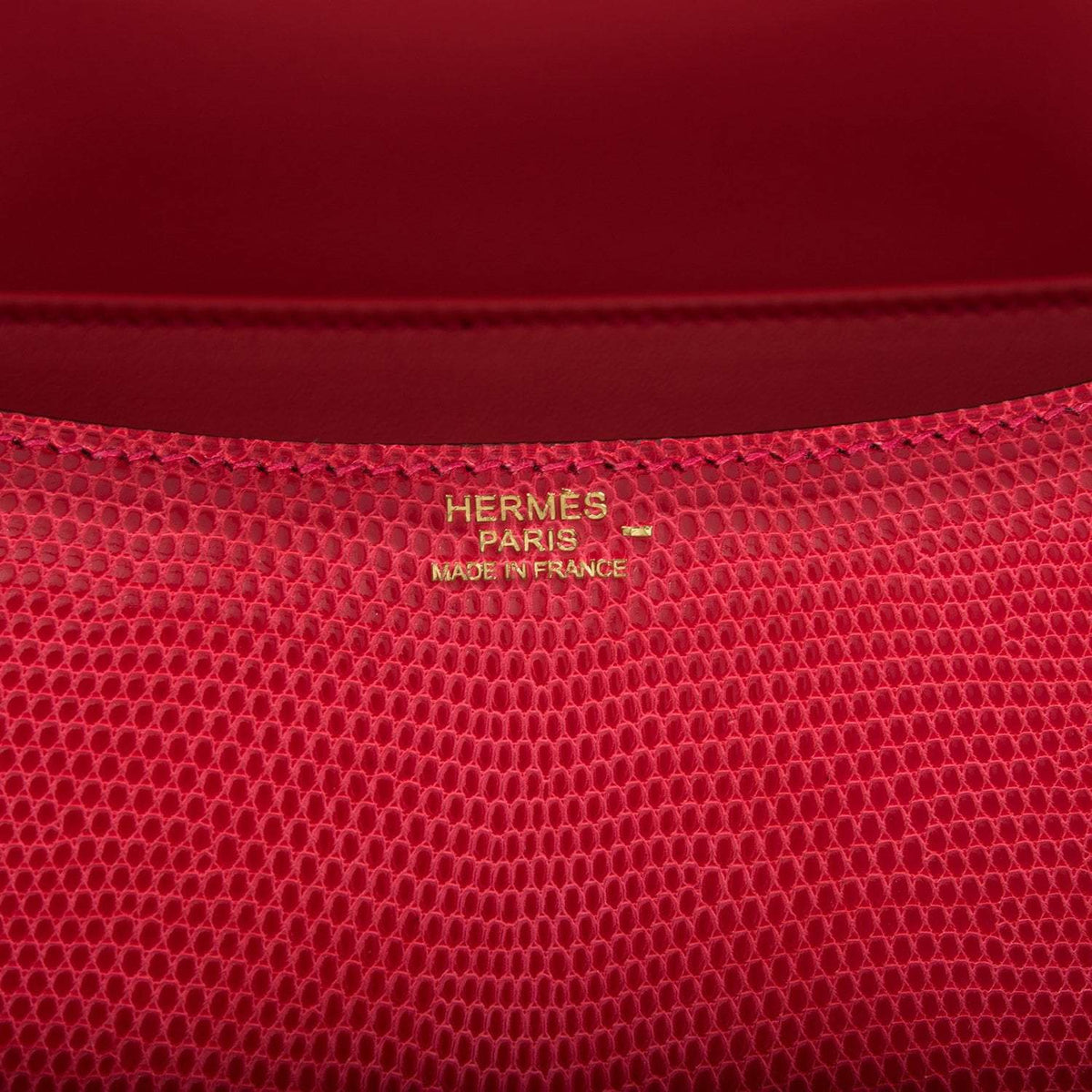 Hermes Rouge Exotique Lizard Niloticus Constance 24cm Gold Hardware Crowned Bag