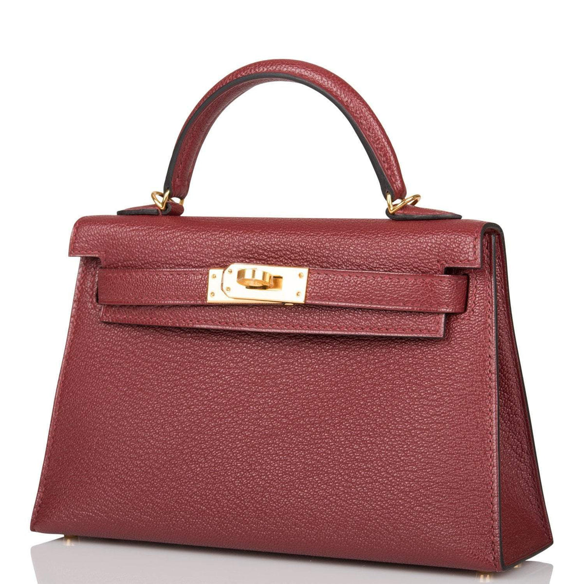 Hermes Rouge H Chevre Sellier Kelly 20cm Gold Hardware Crowned Bag