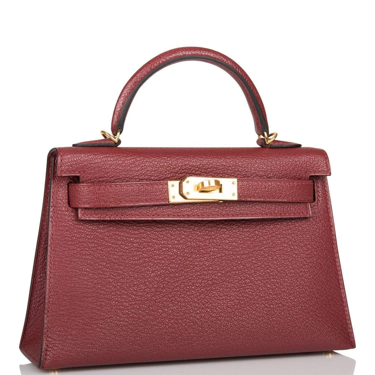 Hermes Rouge H Chevre Sellier Kelly 20cm Gold Hardware Crowned Bag