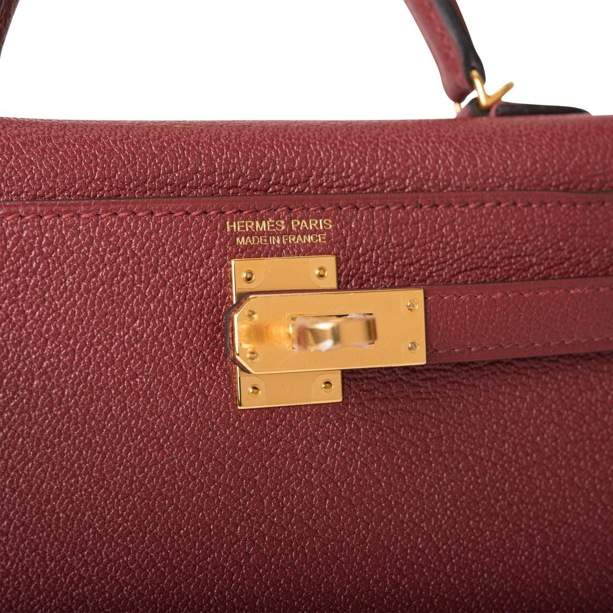 Hermes Rouge H Chevre Sellier Kelly 20cm Gold Hardware Crowned Bag
