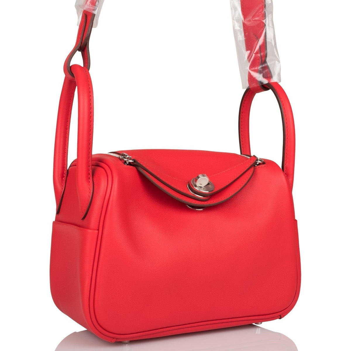 Hermes Rouge de Coeur Swift Mini Lindy Palladium Hardware Crowned Bag