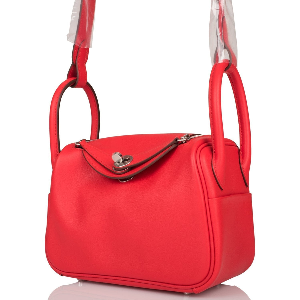 Hermes Rouge de Coeur Swift Mini Lindy Palladium Hardware Crowned Bag