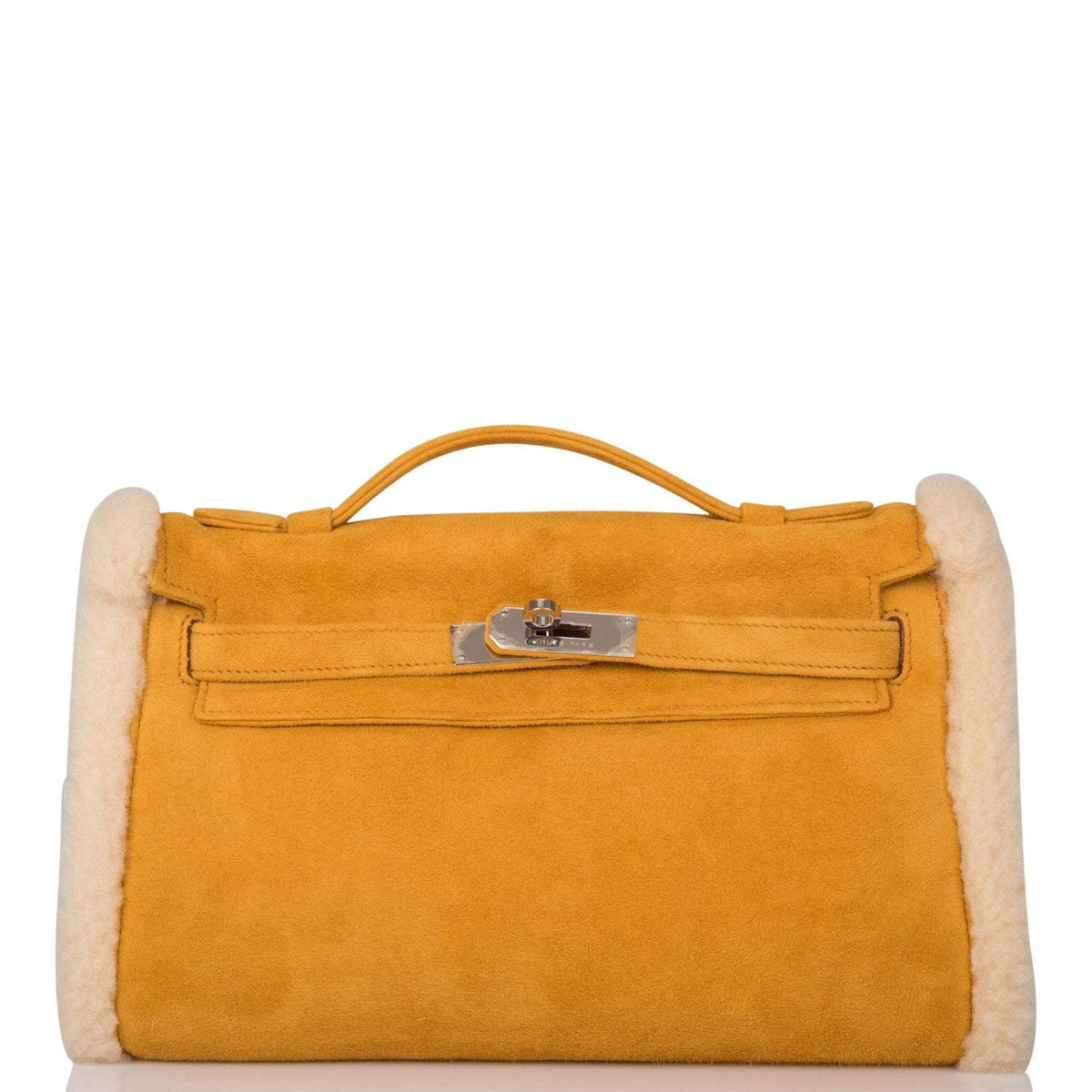 Hermes Sable Doblis and Shearling Teddy Kelly Muff Palladium Hardware Crowned Bag