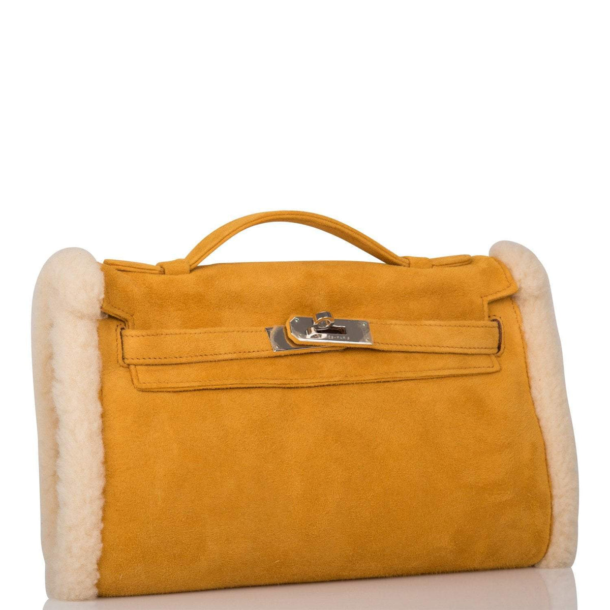Hermes Sable Doblis and Shearling Teddy Kelly Muff Palladium Hardware Crowned Bag