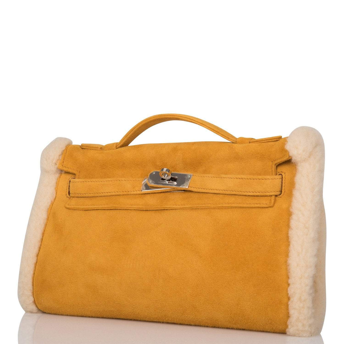 Hermes Sable Doblis and Shearling Teddy Kelly Muff Palladium Hardware Crowned Bag