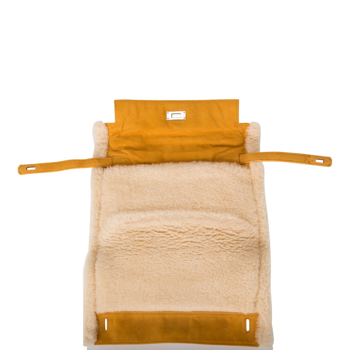 Hermes Sable Doblis and Shearling Teddy Kelly Muff Palladium Hardware Crowned Bag