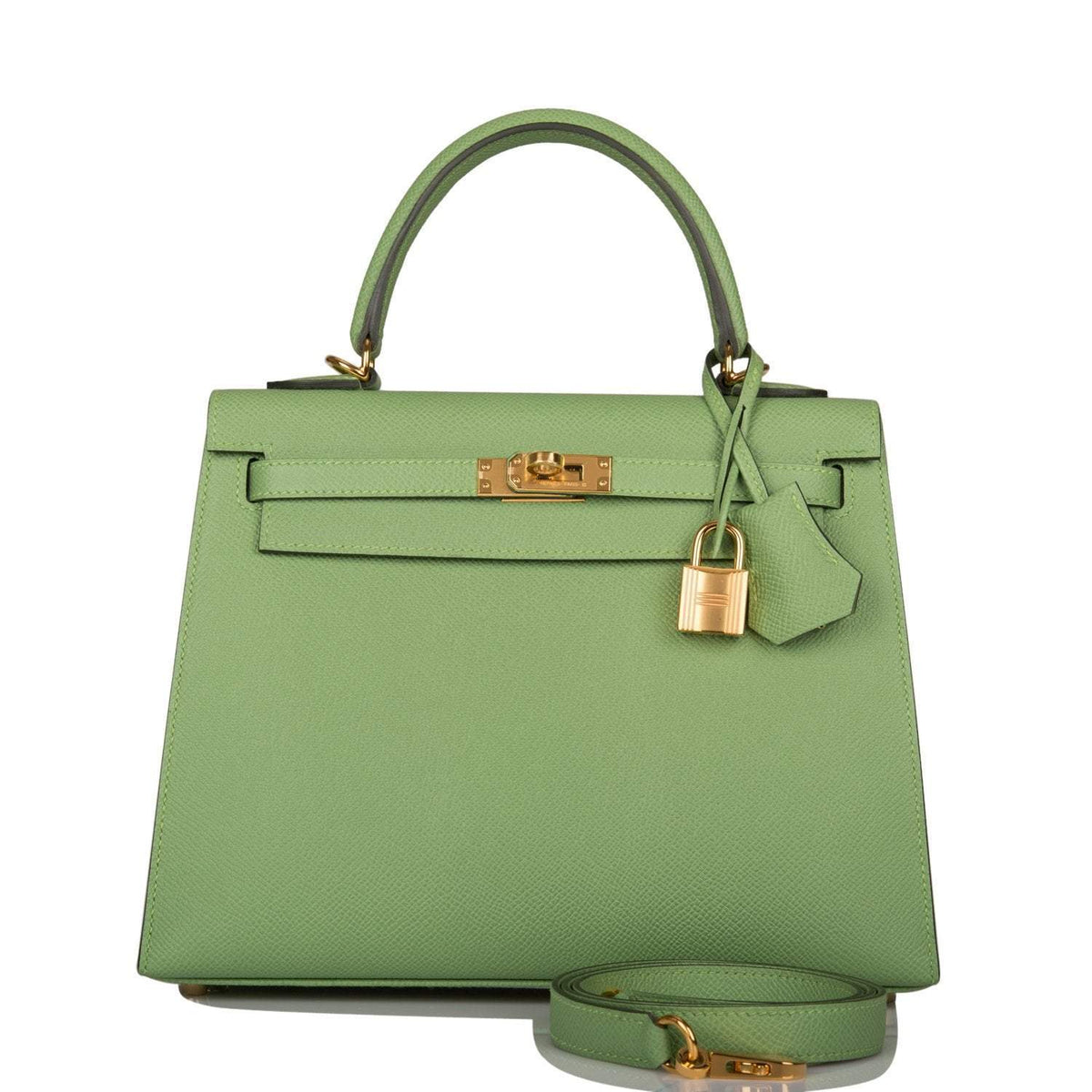 Hermes Vert Criquet Epsom Sellier Kelly 25cm Gold Hardware Crowned Bag