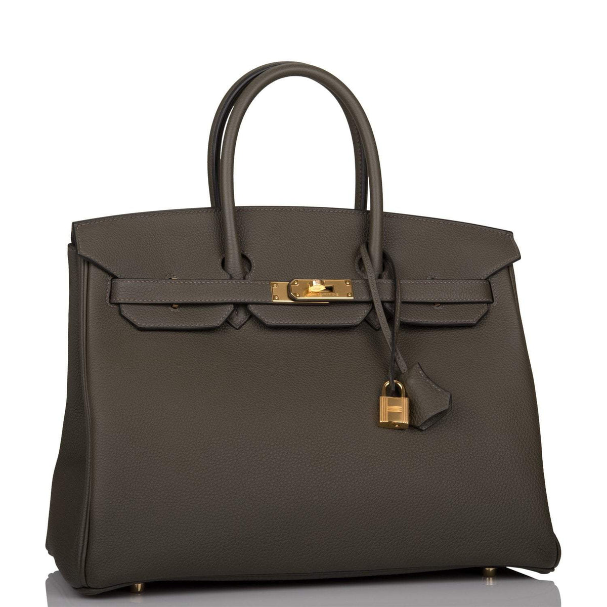 Hermes Vert de Gris Togo Birkin 35cm Gold Hardware Crowned Bag