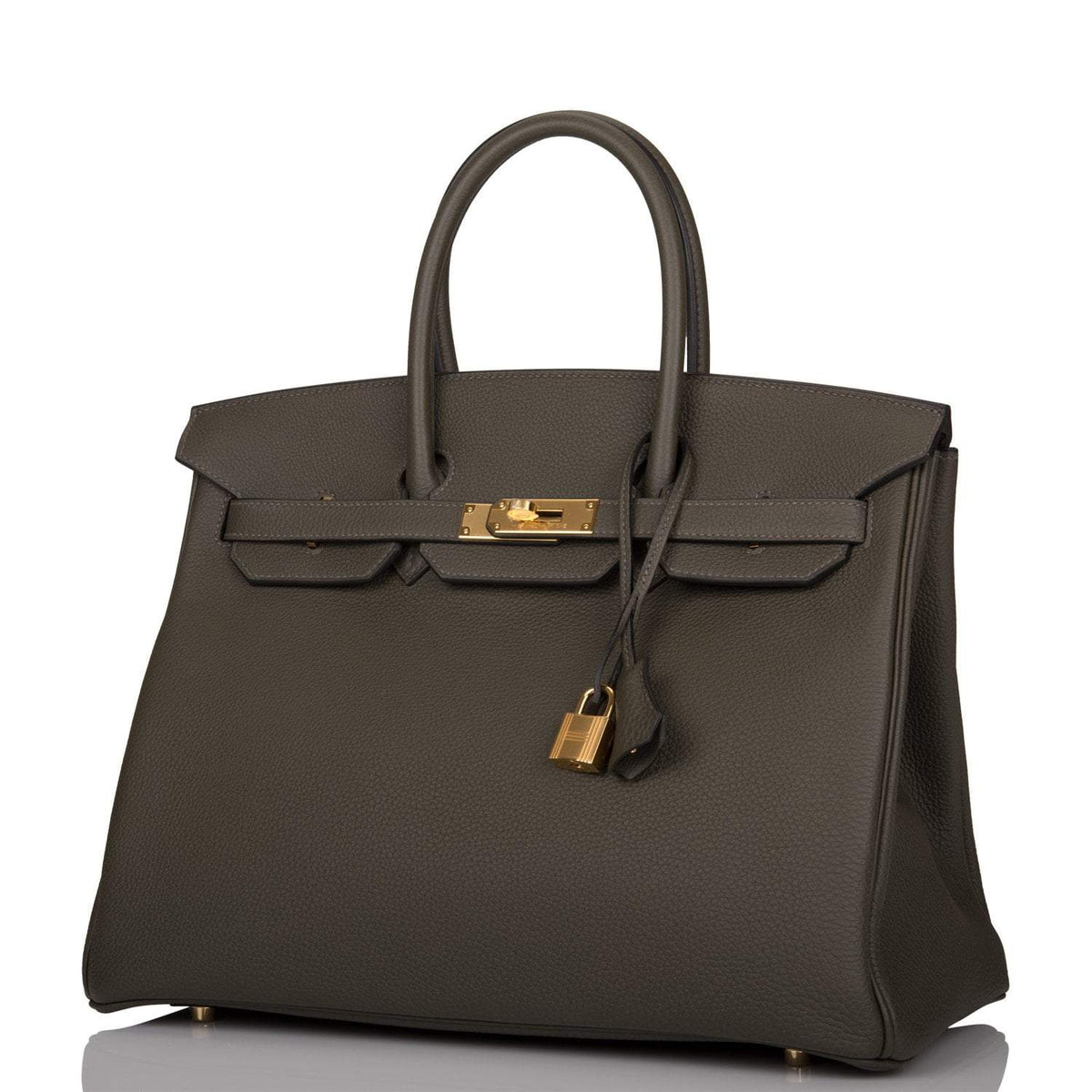 Hermes Vert de Gris Togo Birkin 35cm Gold Hardware Crowned Bag