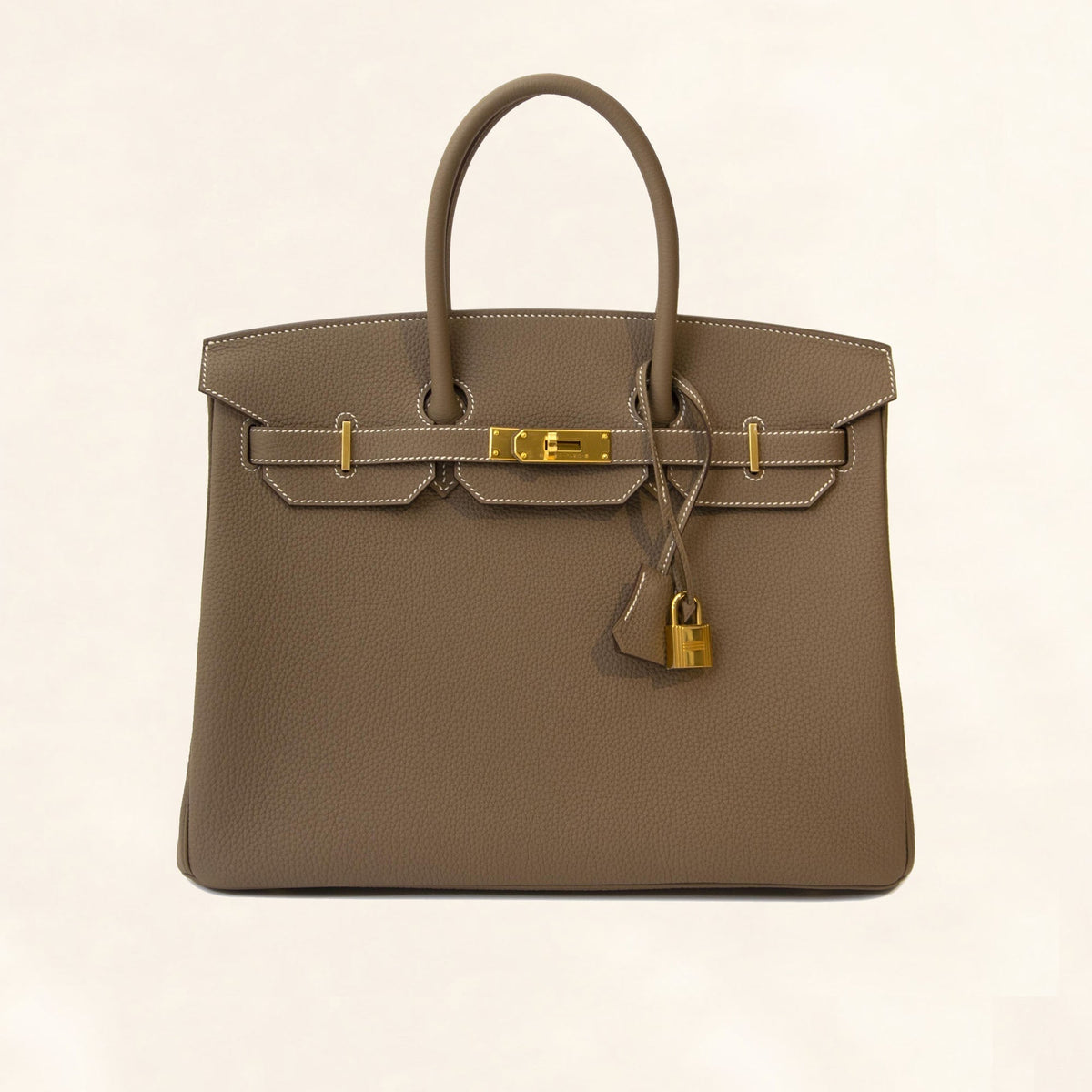 Hermès Etoupe Togo Birkin 35 with Gold Hardware Crowned Bag