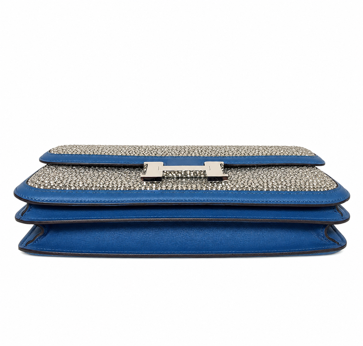 Hermes Constance Elan Bleu de Galice Swift Leather Swarovski Crystal Palladium Hardware BagAg