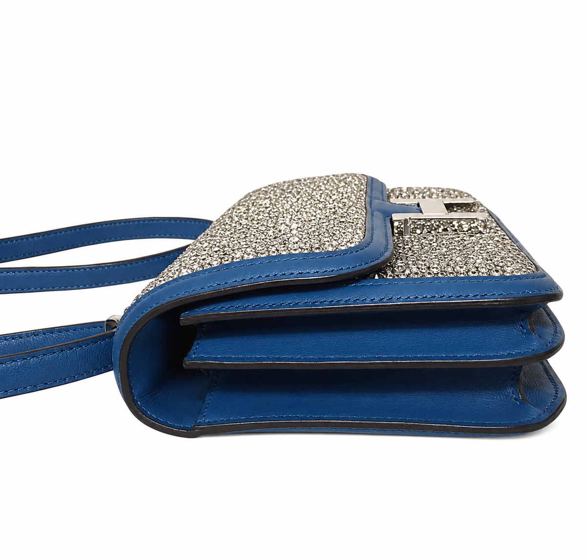 Hermes Constance Elan Bleu de Galice Swift Leather Swarovski Crystal Palladium Hardware BagAg