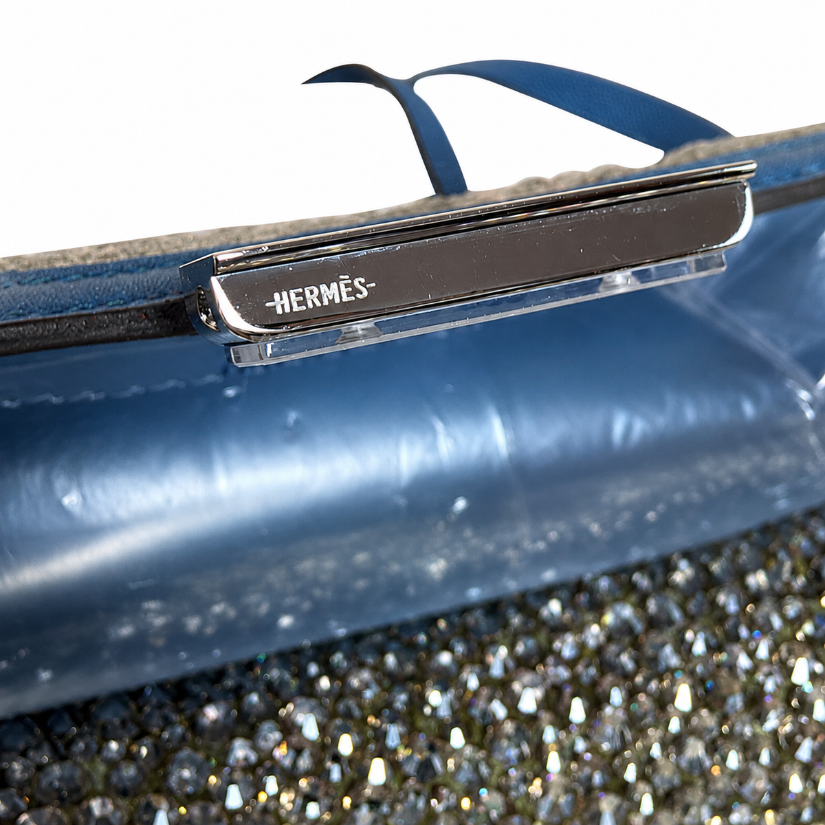 Hermes Constance Elan Bleu de Galice Swift Leather Swarovski Crystal Palladium Hardware BagAg