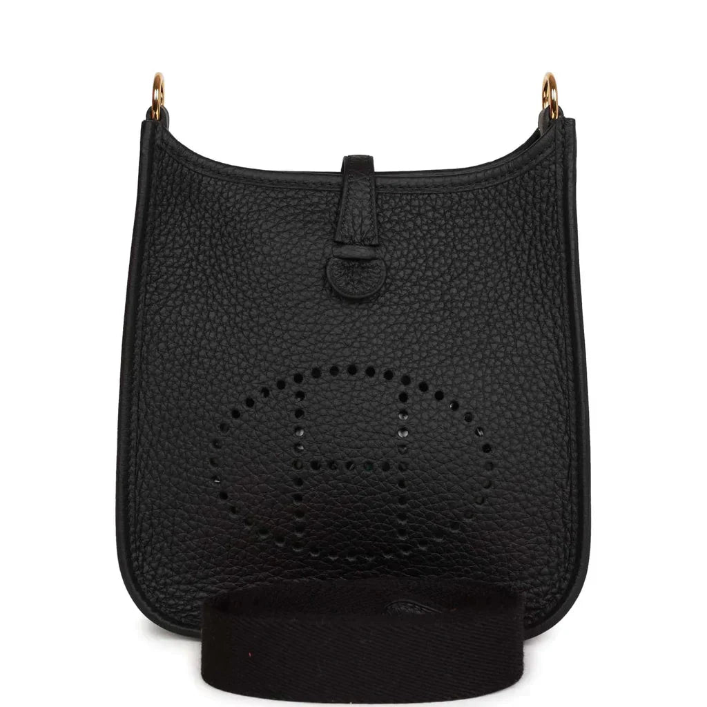 Hermes Evelyne TPM Black Clemence Palladium Hardware Crowned Bag
