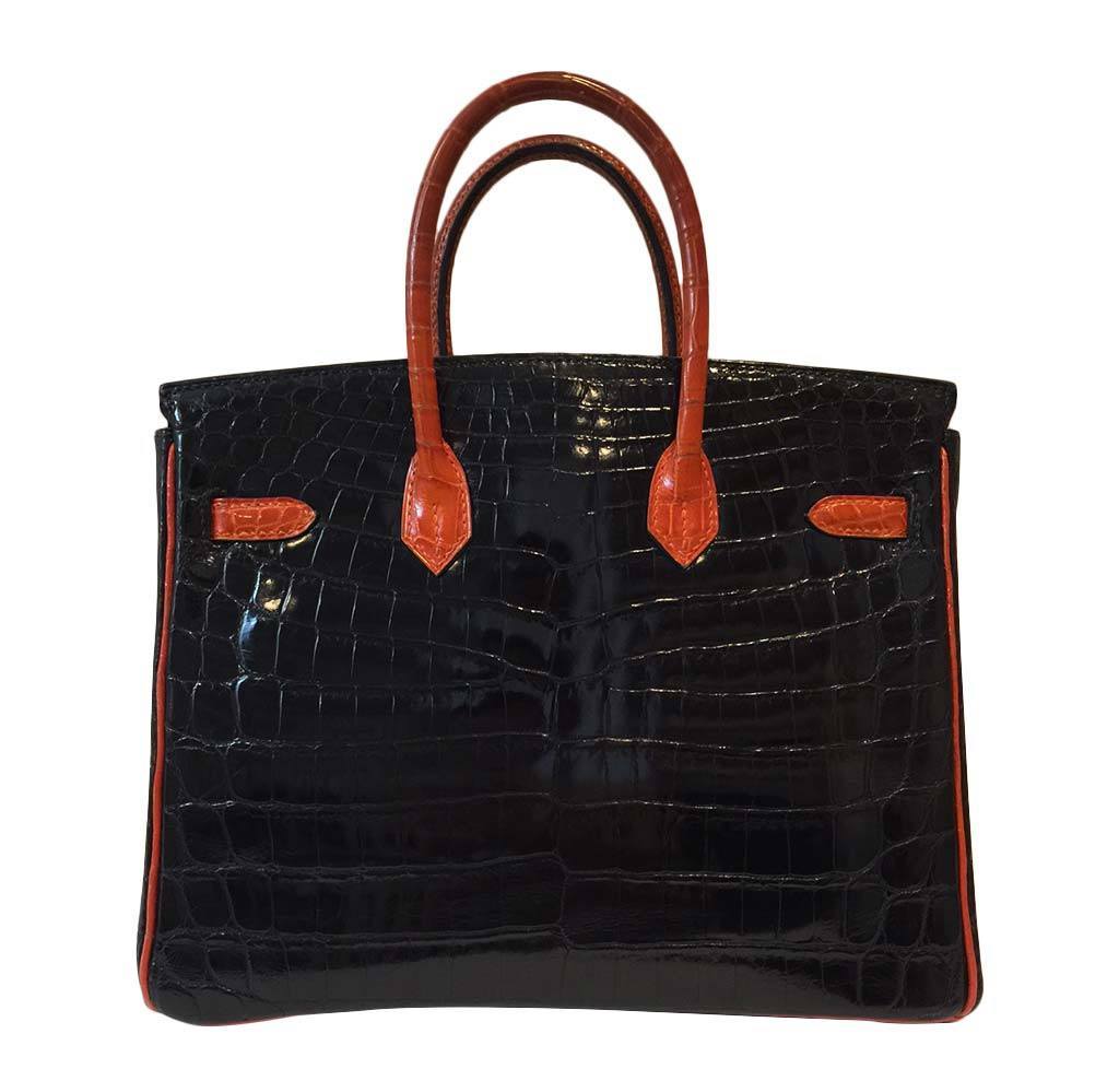 Hermès  Bi-Color Birkin Crocodile Bag 25cm Crowned Bag