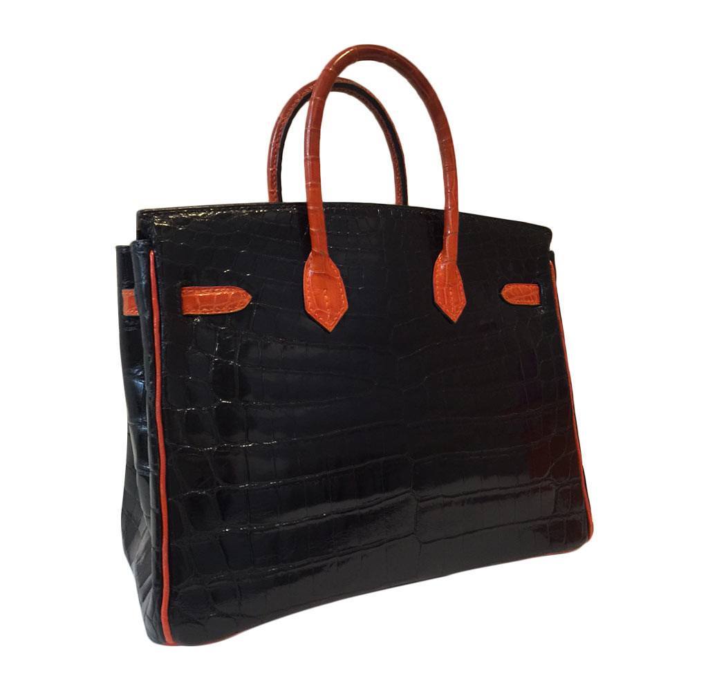 Hermès  Bi-Color Birkin Crocodile Bag 25cm Crowned Bag
