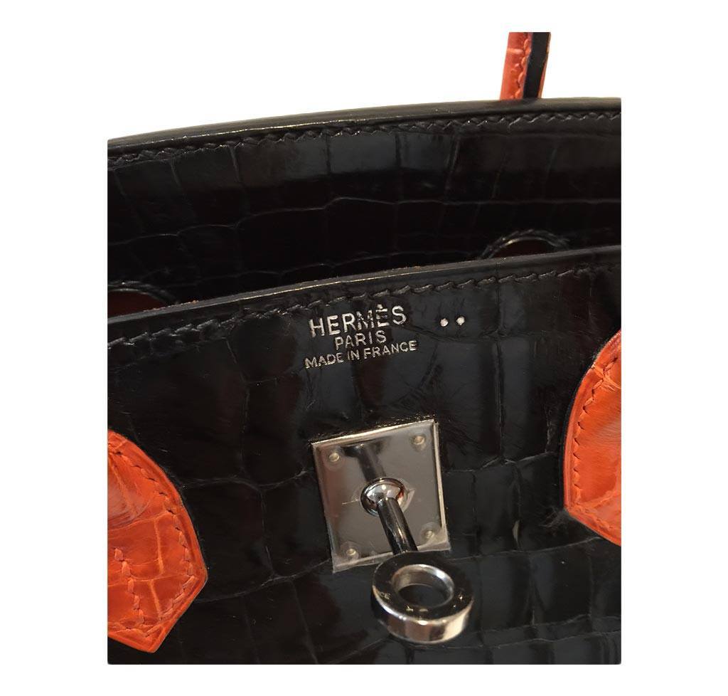 Hermès  Bi-Color Birkin Crocodile Bag 25cm Crowned Bag
