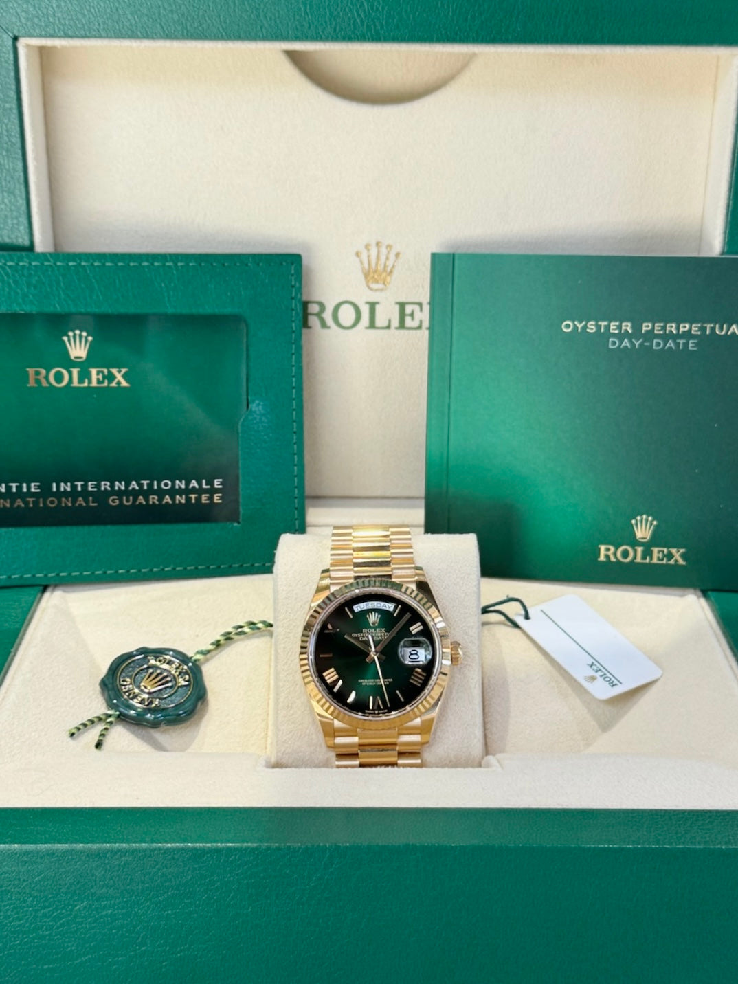Rolex Day-Date 36 128238 Green Ombre Dial Watch Rolex