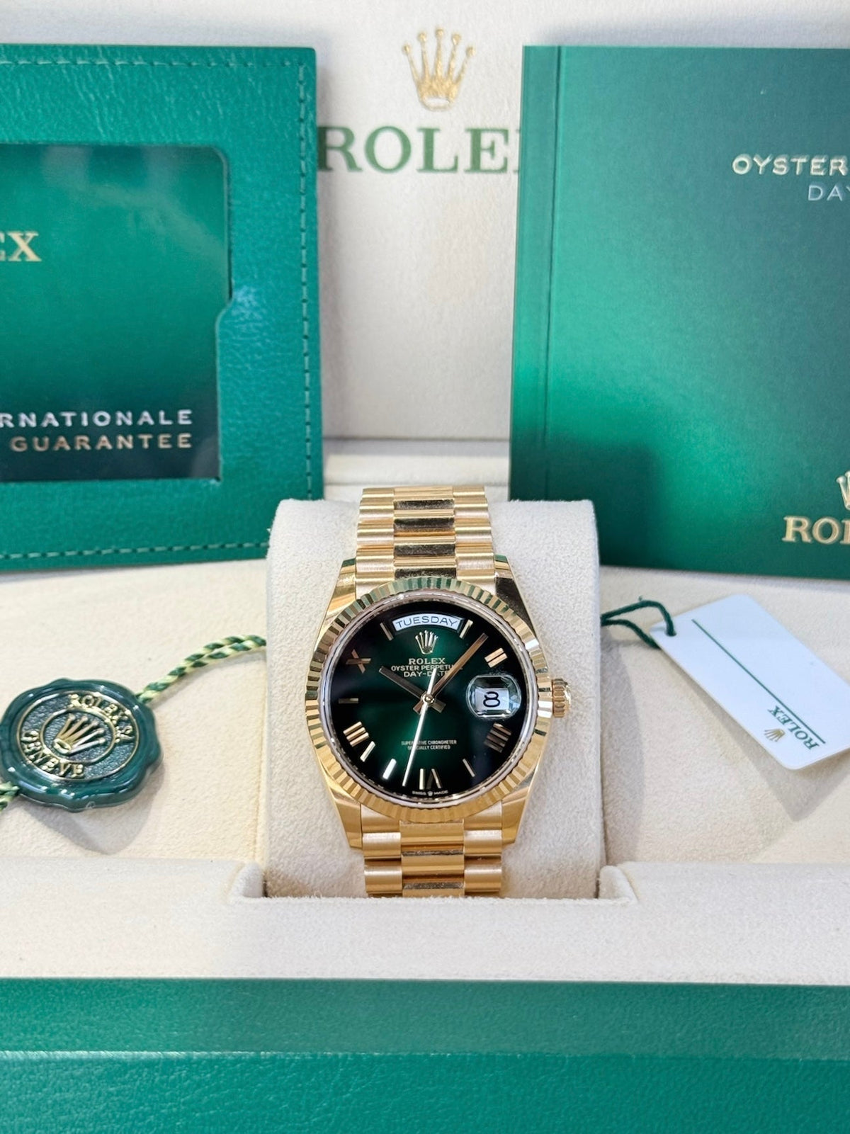 Rolex Day-Date 36 128238 Green Ombre Dial Watch Rolex