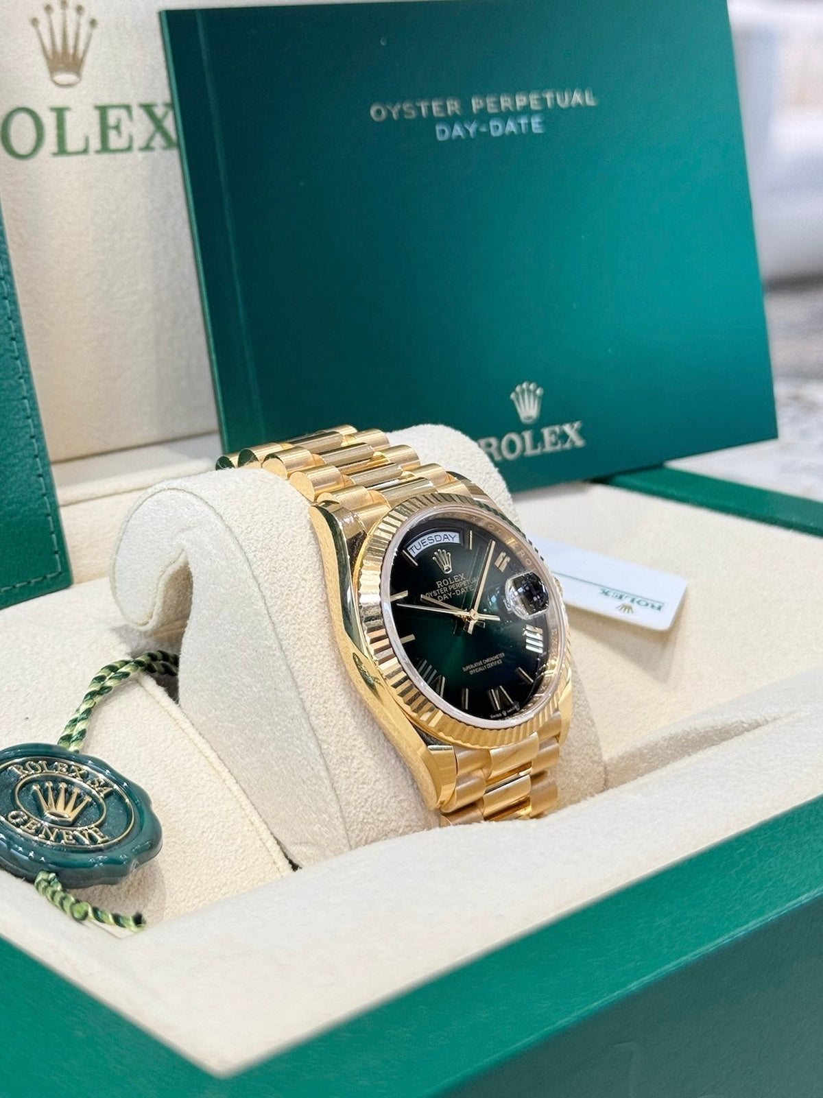 Rolex Day-Date 36 128238 Green Ombre Dial Watch Rolex