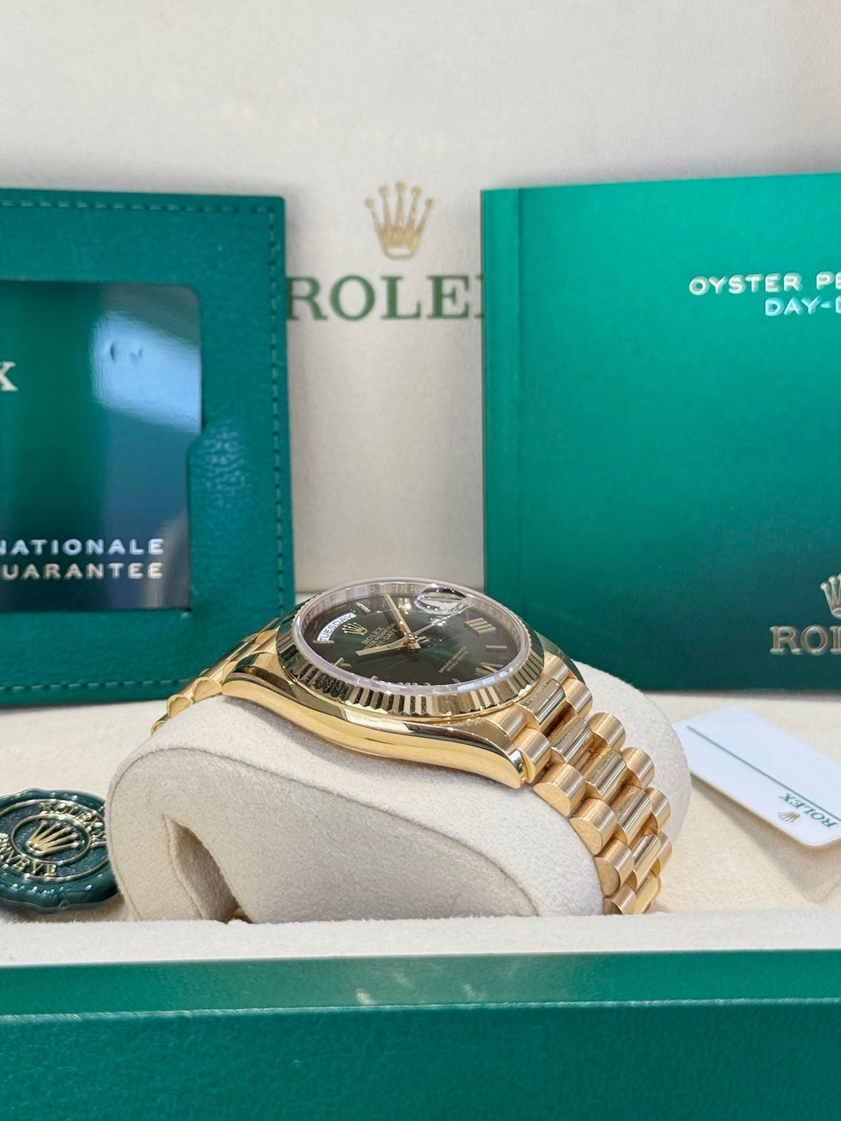Rolex Day-Date 36 128238 Green Ombre Dial Watch Rolex