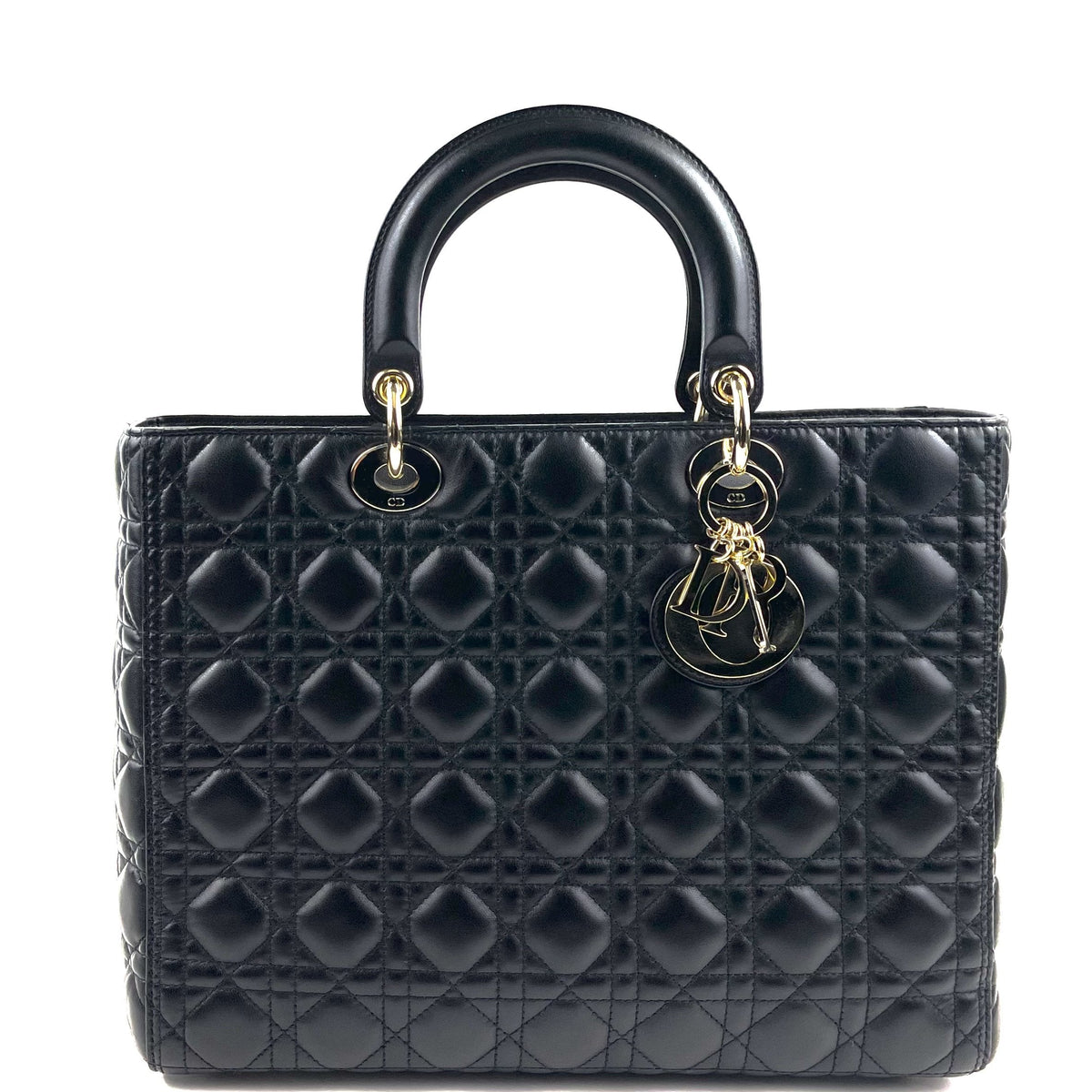 CHRISTIAN DIOR Large Cannage Lady Dior w/ Strap Dior