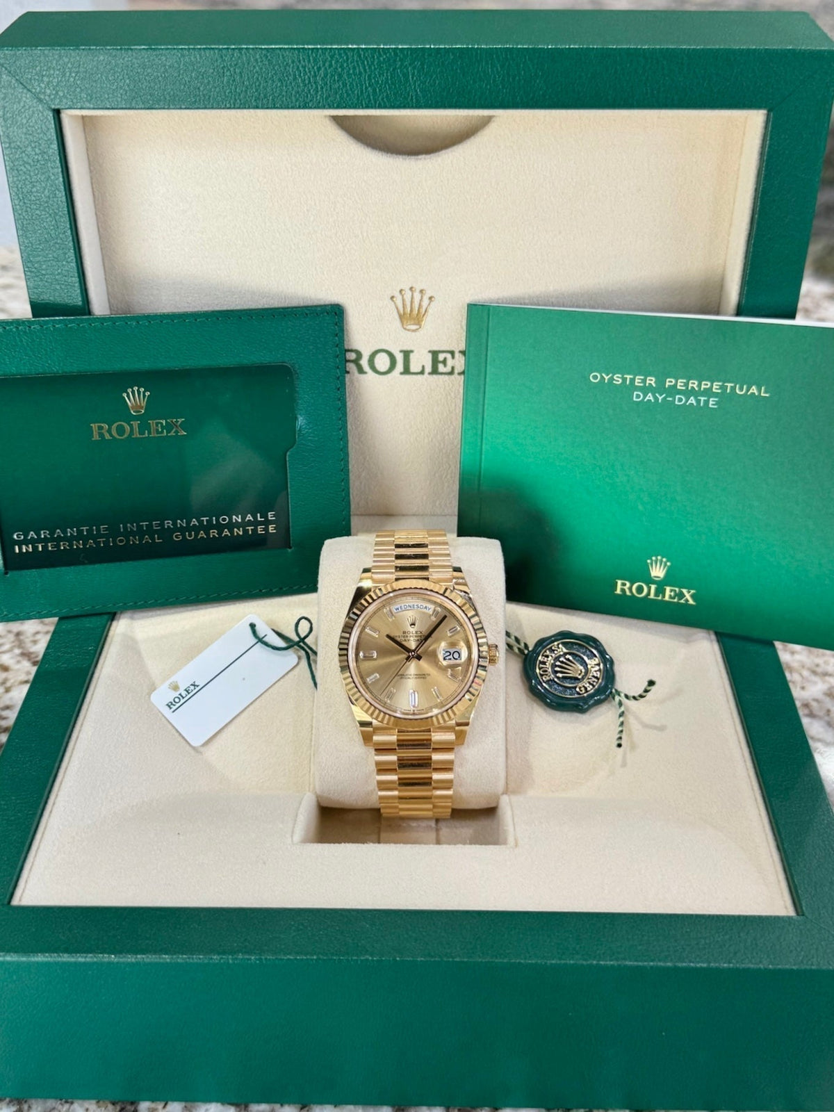 Rolex Day-Date 40 228238 Champagne Diamond Dial Watch Rolex