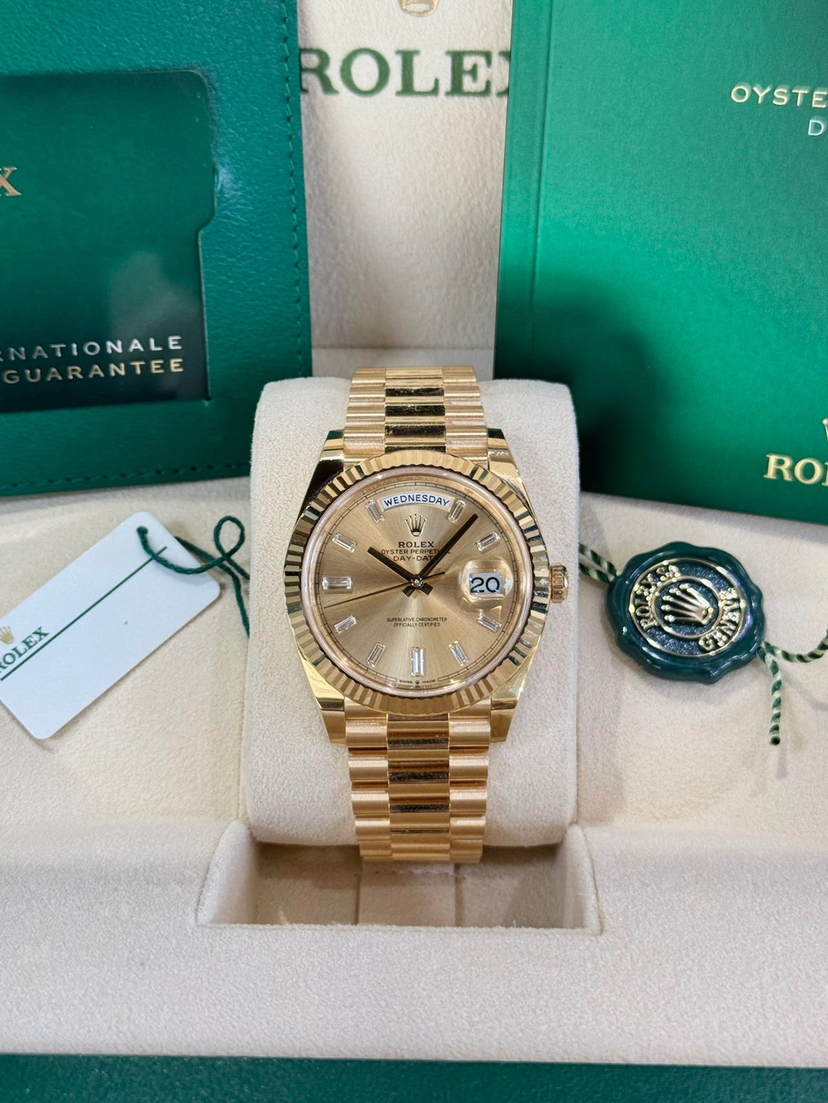 Rolex Day-Date 40 228238 Champagne Diamond Dial Watch Rolex