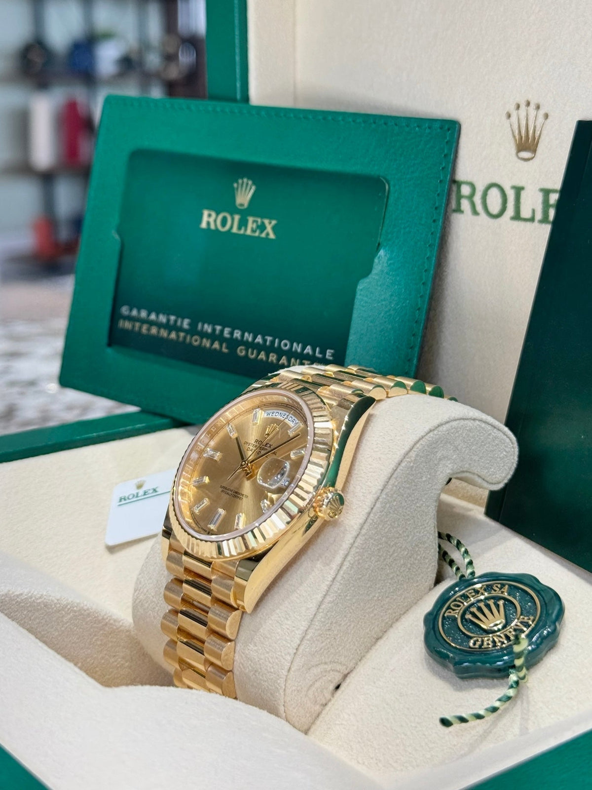 Rolex Day-Date 40 228238 Champagne Diamond Dial Watch Rolex
