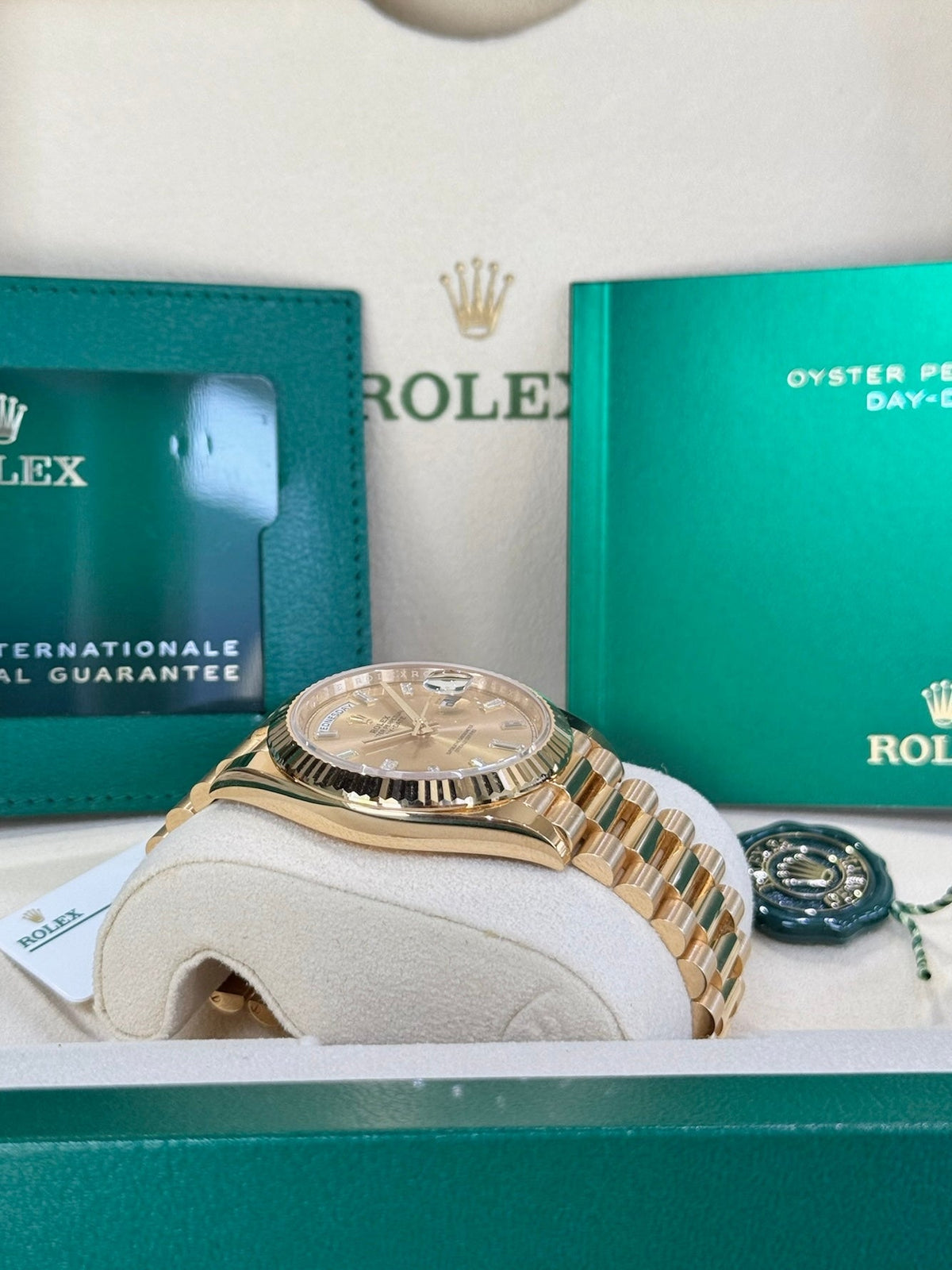 Rolex Day-Date 40 228238 Champagne Diamond Dial Watch Rolex