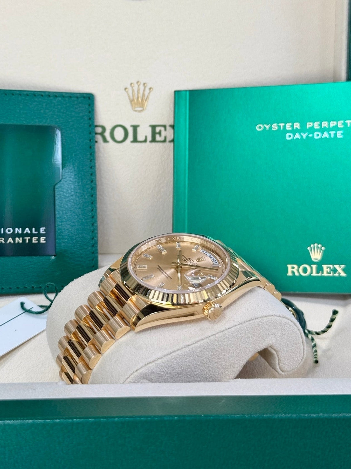 Rolex Day-Date 40 228238 Champagne Diamond Dial Watch Rolex