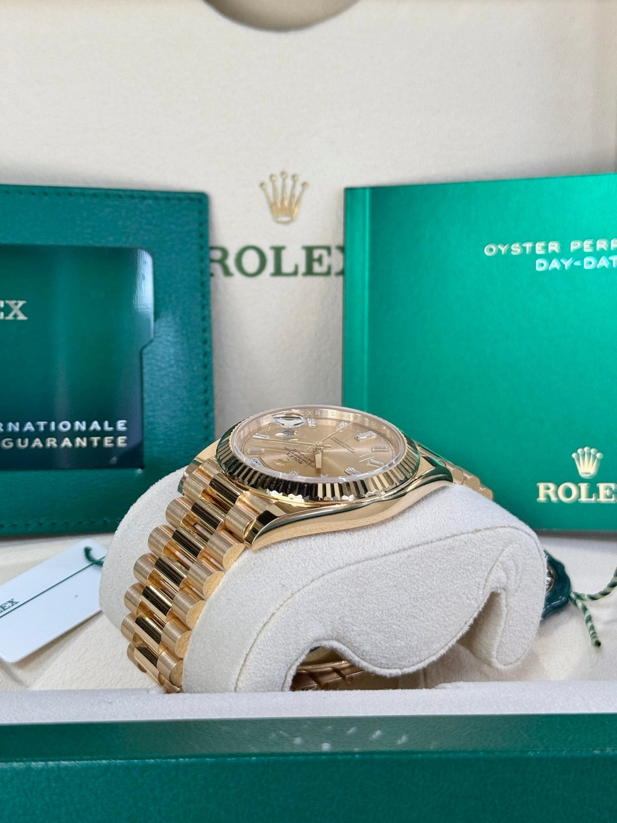 Rolex Day-Date 40 228238 Champagne Diamond Dial Watch Rolex