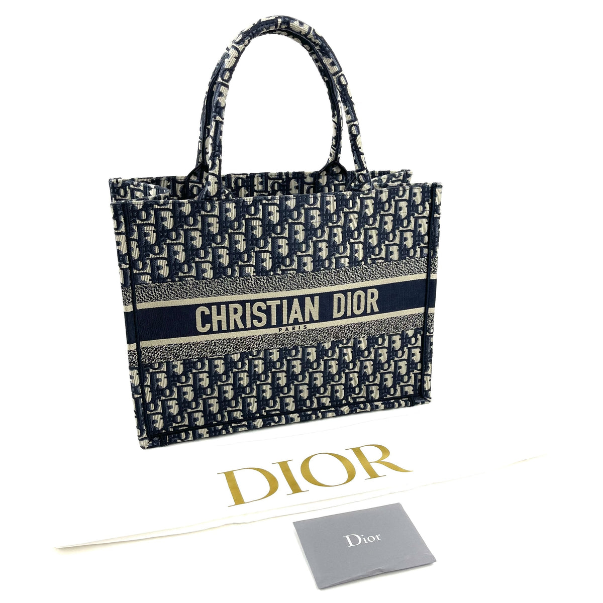 Christian Dior Small Book Tote Oblique Canvas Black/White Dior