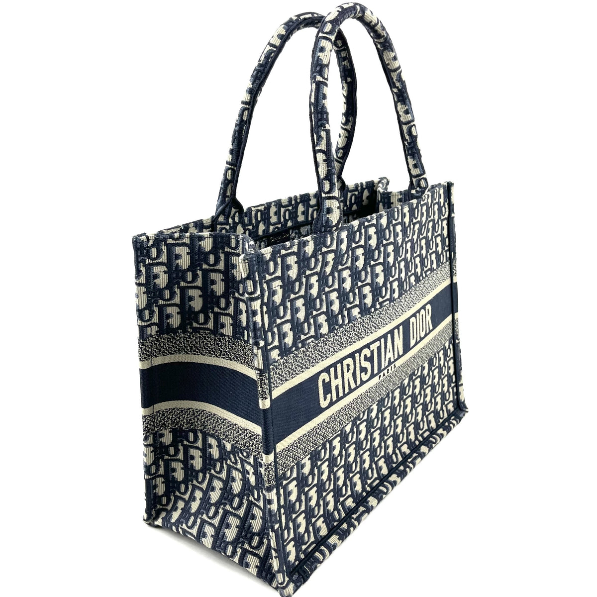 Christian Dior Small Book Tote Oblique Canvas Black/White Dior