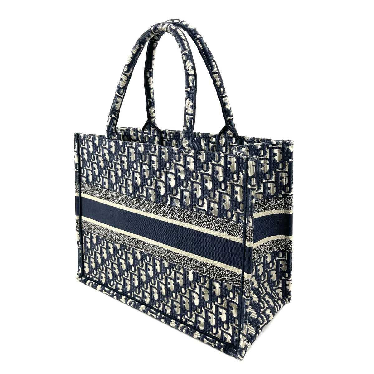 Christian Dior Small Book Tote Oblique Canvas Black/White Dior